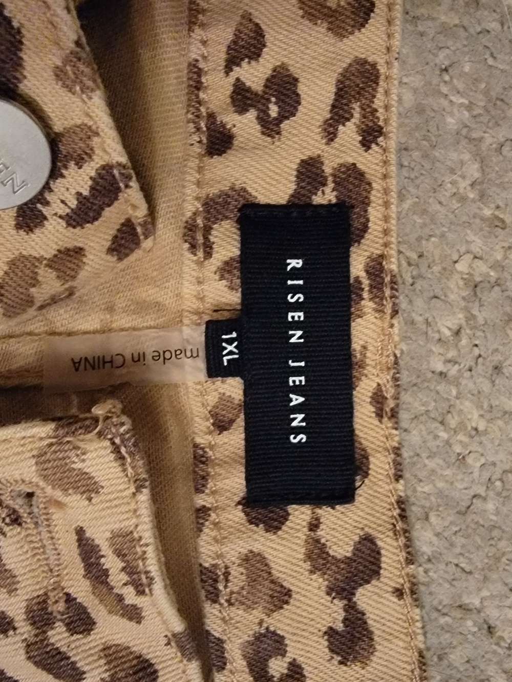 RISEN JEANS Women's Leopard Print Tan Jeans